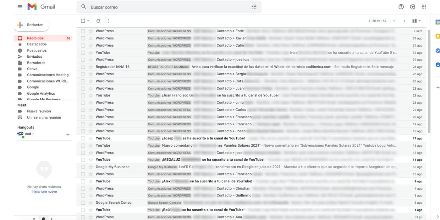 Contactos por la web